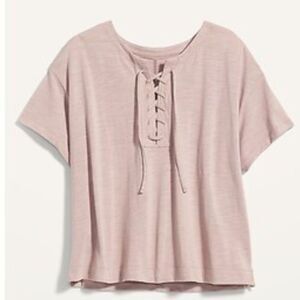 Old Navy Loose - Slub Knit Lace- Up Pullover Shortsleeved Womens Top M